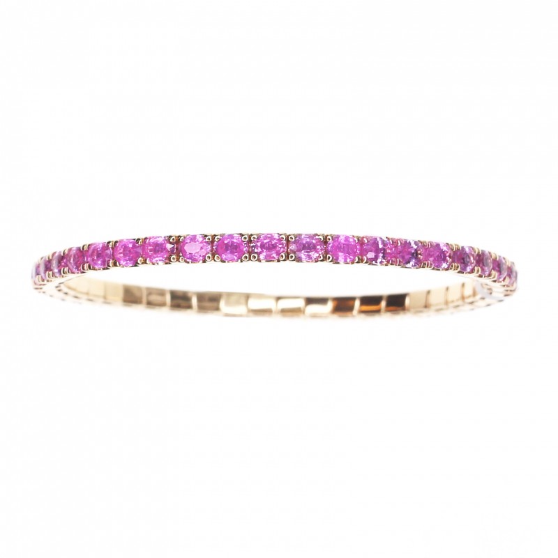 18k Rose Gold & Pink Sapphire Stretch Bangle Bracelet