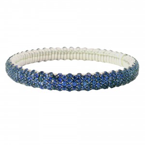 10.30 Carat 18k White Gold Stretch Sapphire Bracelet