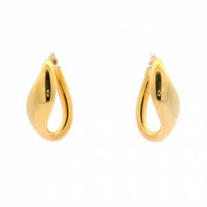 18k Yellow Gold Oval Twist Hoop Earrings