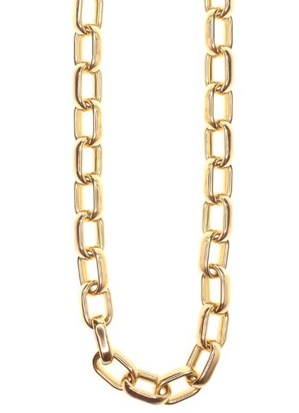 18k Yellow Gold Rounded Rectangle Link Necklace