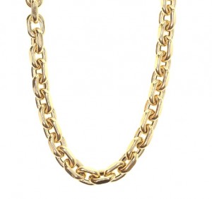 18k Yellow Gold Rectangle Link Necklace