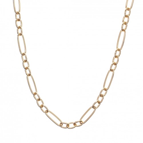 18k Yellow Gold alternating oval link necklace.