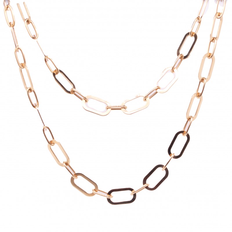 18k Yellow Gold Flat Oval Link Necklace