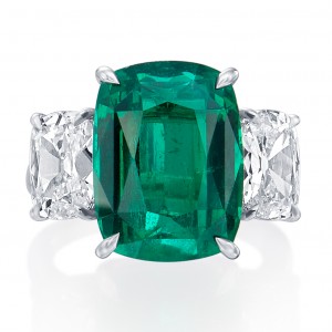 Platinum 10.33 Carat Emerald & Diamond Ring