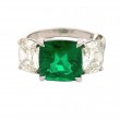 Platinum 3.44 Carat Cushion Cut Emerald & Diamond Ring