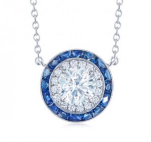 Kwiat 18k White Gold "Silhouette" Diamond and Sapphire Pendant