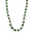 Platinum and 18k Yellow Gold Emerald and Diamond Halo Necklace