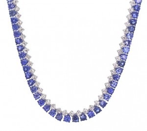 18k White Gold Sapphire & Diamond Necklace