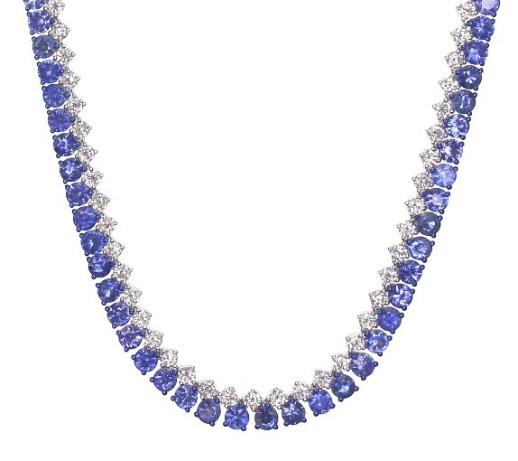 18k White Gold Sapphire & Diamond Necklace