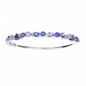 Penny Preville 18k White Gold Ombre Cluster Bangle With Diamonds & Sapphires