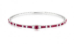 18k White Gold Stretch Bracelet with Rubies & Diamonds