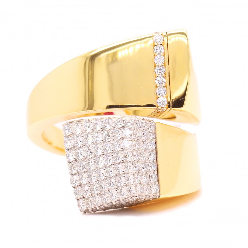 Roberto Coin 18k Yellow Gold & Diamond Sauvage Bypass Ring