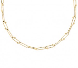 Roberto Coin 18k Yellow Gold Paperclip Chain Necklace  with Alternating Spheres