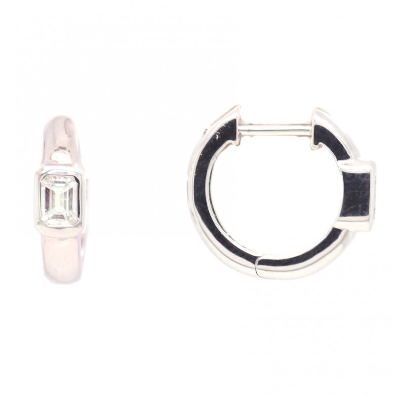 Penny Preville 18k White Gold Bezel Set Diamond Huggie Earrings