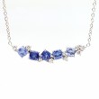 Penny Preville 18k White Gold Blue Sapphire Cluster Bar Necklace