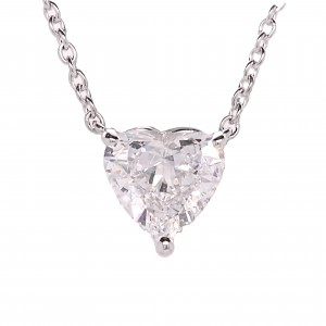 1.10 Carat Heart Shape Diamond Pendant in 18k White Gold