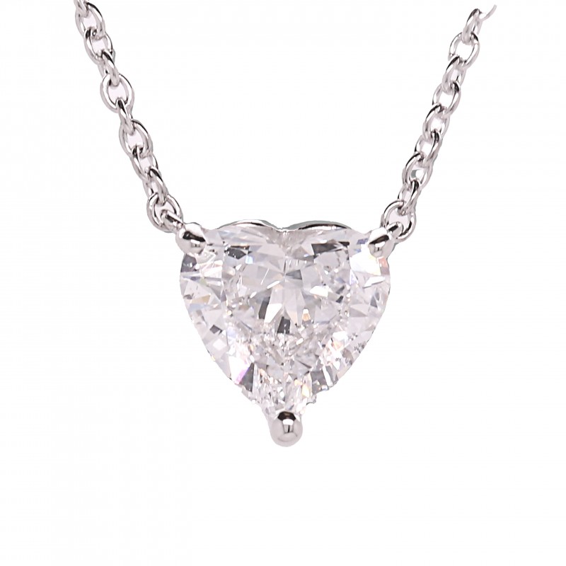 1.10 Carat Heart Shape Diamond Pendant in 18k White Gold