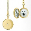 18K Yellow Gold Center Star Round Locket with Diamond