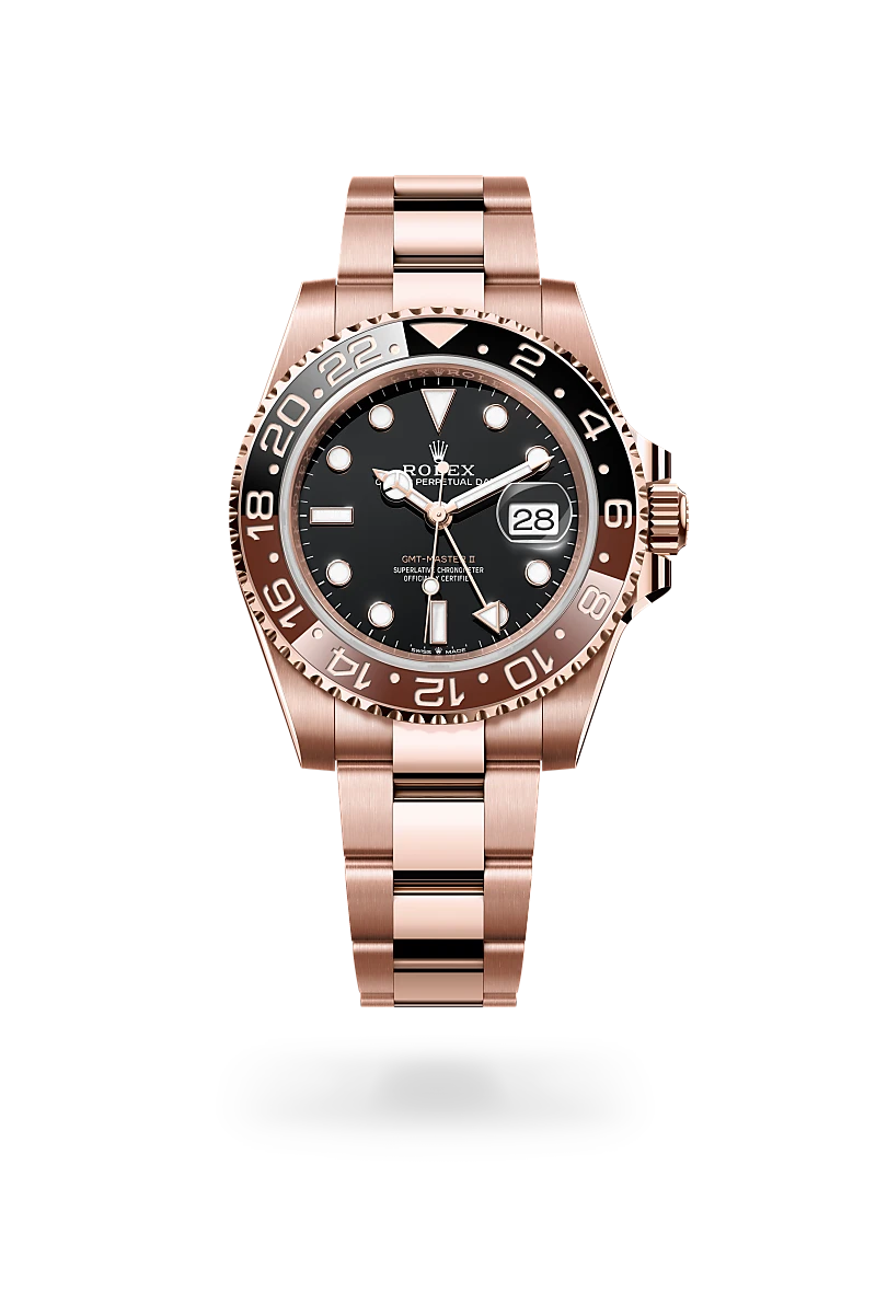 Rolex GMT Master II in 18 kt Everose gold M126715CHNR 0001 Simons Jewelers